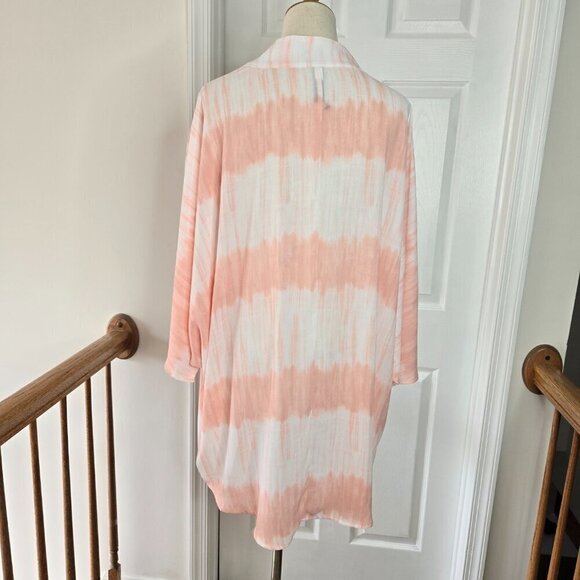 Lane Bryant Tie Dye Pink & White Open Front Kimono Top Plus Size 18/20 - Picture 3 of 12